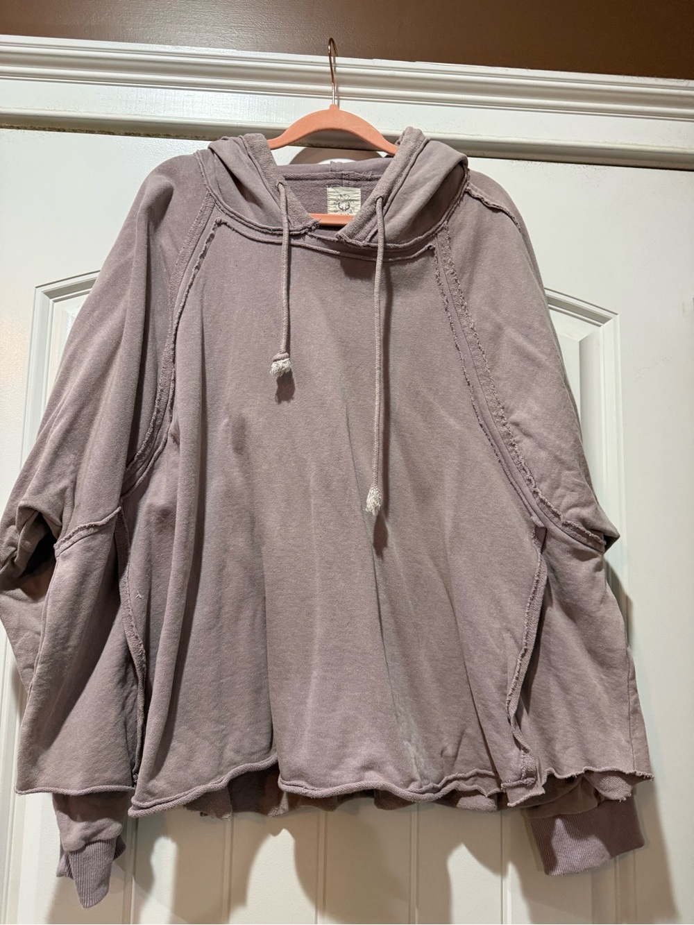 Fantastic Fawn Dusty Mauve Raw-Edge Relaxed Hoodie